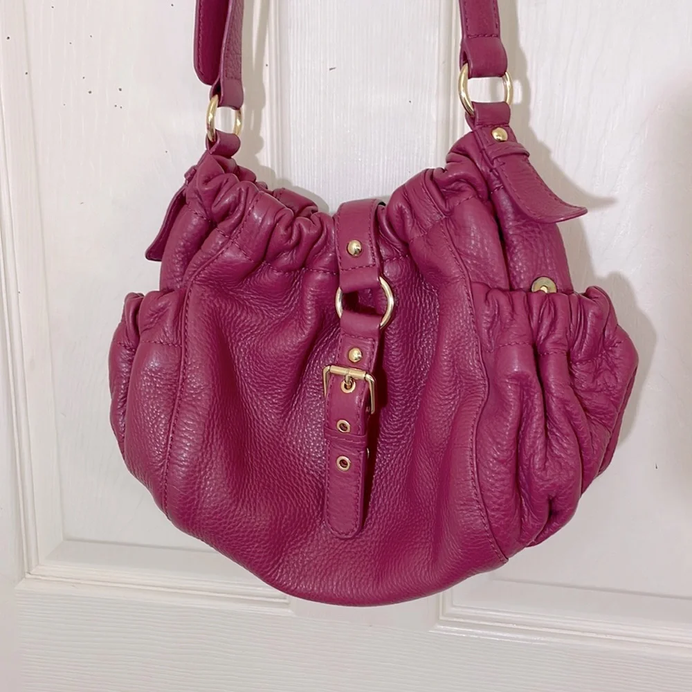 Michael Kors Pink / Purple Pebble Leather Crossbody With Gold Hardware
